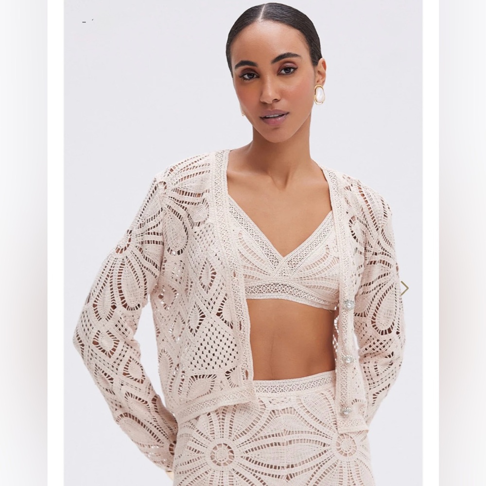 PatBO Flower Crochet Cardigan